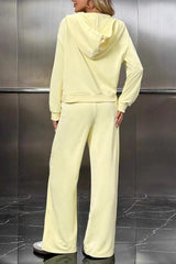 Fleece Sweatshirt Wide Leg Pants Set