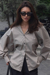 Chic Belted Button Down Blouse