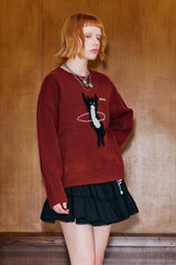 Strickpullover mit tanzender Katze