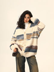 Gestreifter Mohair-Cardigan
