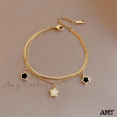 14K Five-Pointed Star Shell Pendant Necklaces Gold Bracelet