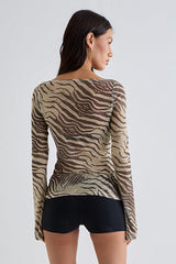 Leichte, lockere und sexy T-Shirt-Bluse mit Tiermuster