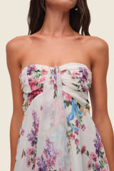 Elegant Chiffon Ruffle Tube Top Waist Floral Dress