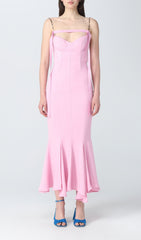 Trägerloses, schmal geschnittenes Maxikleid in Rosa