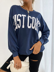 Rundhals-Sweatshirt mit blauem Buchstaben 