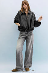 Retro-Bomberjacke aus Kunstleder