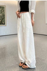 Linen High Waist Draped Wide Leg Pants