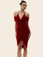 Minikleid aus transparentem Mesh mit Neckholder, knielang