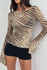 Leichte, lockere und sexy T-Shirt-Bluse mit Tiermuster