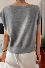 Casual Short Sleeve Knit Sweater