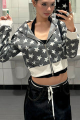 Retro-Kapuzenpullover mit Sternenprint