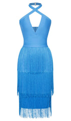 Quasten-Halterkleid von Banage in Reinblau 