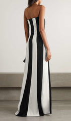 Trägerloses gestreiftes Maxikleid 