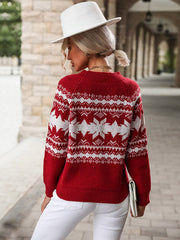 Roter Weihnachtspullover mit Rundhalsausschnitt 