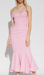 Trägerloses, schmal geschnittenes Maxikleid in Rosa