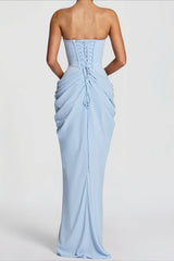 Strapless Corset Draped Bodycon Maxi Dress