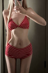 Sexy Striped Boy Short Two Piece Swimsuit
