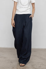 Linen Relaxed Wide Leg Draped Pants