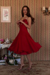 Tief ausgeschnittenes, transparentes Midi-Partykleid mit 3D-Blumenmuster und 3D-Detail