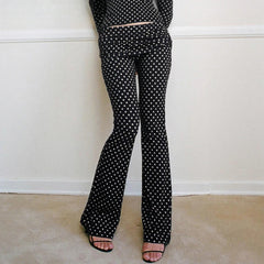 Schmal geschnittene Bootcut-Hose mit Polka-Dots