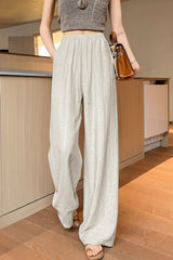 Tencel Linen Wide Leg Casual High Waist Pants