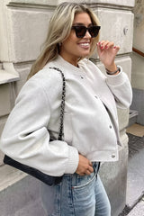 Button Front Soft Knit Bomber Jacket