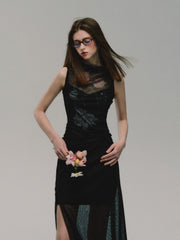 Elegantes Maxikleid mit Mesh-Einsatz