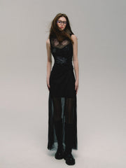 Elegantes Maxikleid mit Mesh-Einsatz