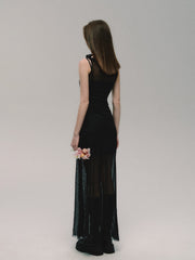 Elegantes Maxikleid mit Mesh-Einsatz