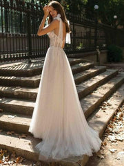 Neckholder-Brautkleid aus transparentem Material 