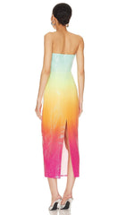 Trägerloses Pailletten-Ombré-Maxikleid in Mehrfarbig