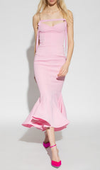 Trägerloses, schmal geschnittenes Maxikleid in Rosa