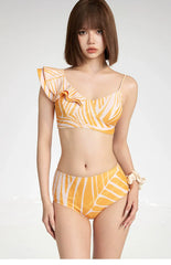 Bikini-Set mit abstraktem Rüschenmuster
