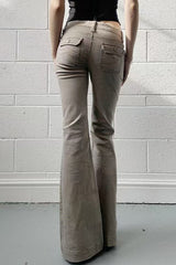 Vintage Low-Rise Cargo Micro-Flare Slim Jeans