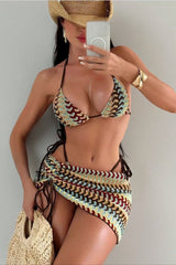 Striped Tie Sexy Three Piece Swim Set