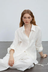 Linen V Neck Relaxed Blouse