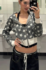 Retro-Kapuzenpullover mit Sternenprint