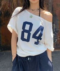 Ein-Schulter-Streetstyle-T-Shirt