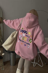 Bestickter, lockerer, kurzer Hoodie
