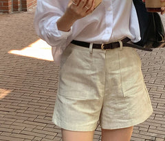 Leinentaschen Koreanische gerade Shorts