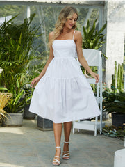Langes, süßes Kleid in Unifarbe 