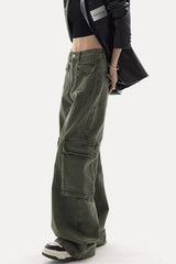 Schicke Cargo-Jeans mit geradem Bein und weitem Bein