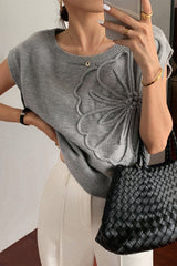 Casual Short Sleeve Knit Sweater