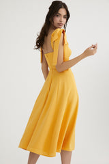 Open Back Bow Tie Evening Slip Dress