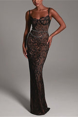 Spitzen-Cami-Maxi-Partykleid mit Rüschen