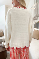 Lässiger Pullover mit Schleifenmuster und Jacquard-Muster