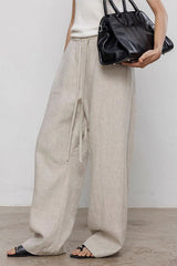 Linen Relaxed Draped Wide Leg Pants