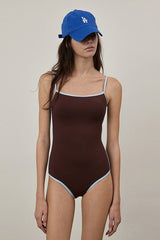 Romantic Cutout Backless Color Block One Piece Swimwear