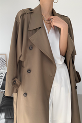 Korean British Double Breasted Elegant Mid Length Overcoat