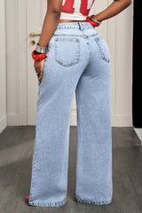 Asymmetric Layered Waist Wide Leg Jeans